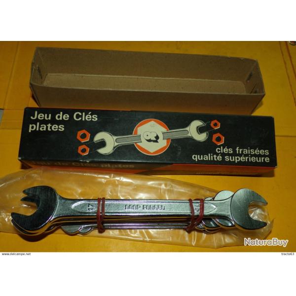 LOT DE 6 CLES PLATES EN BOITE CARTON D'ORIGINE , CLES DU 6 AU 17 , FABRICATION ALLEMANDE DROP FORGED