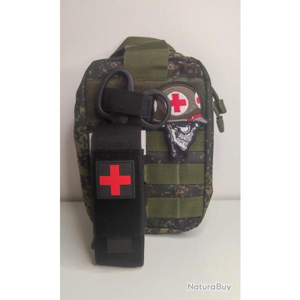 KIT Sac utilitaire tactique type  EMR Poche MOLLE multifonction EDC + kit tourniquet + patch