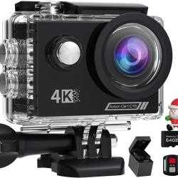 Cam&eacute;ra Sport 4K Carte 64GB 131ft &Eacute;tanche 40M WiFi 48MP 60 FPS T&eacute;l&eacute;commande Batteries Kit Accessoire