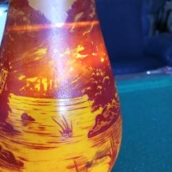 Superbe et rare vase en p&acirc;te de verre sign&eacute; D'aurys