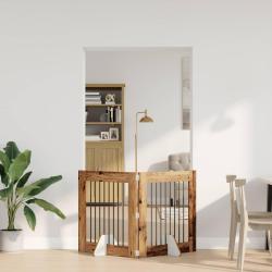 Porte de chien pliable avec supports 2 pcs Bois ancien 160,5 cm