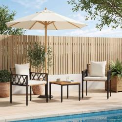 Ensemble de meubles d'ext&eacute;rieur 3 pcs Marron et cr&egrave;me blanche