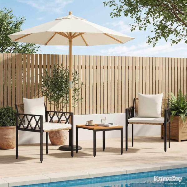 Ensemble de meubles d'ext�rieur 3 pcs Marron et cr�me blanche