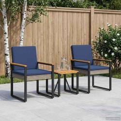 Ensemble de meubles d'ext&eacute;rieur 3 pcs Gris et bleu marine
