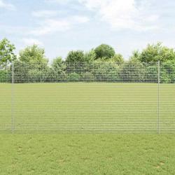 Cl&ocirc;ture en fil soud&eacute; avec poteaux 10 x 1,5 m Acier galvanis&eacute;