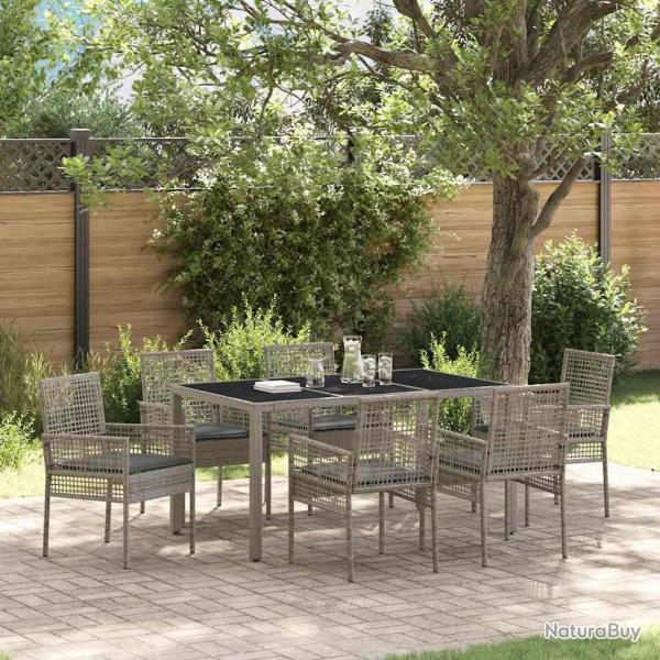 Ensemble de salle � manger pour jardin 7 pcs Gris polyrotin