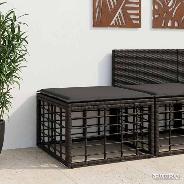 Pouf de Jardin Noir polyrotin