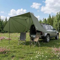 Tente de voiture Vert arm&eacute;e 350 x 250 cm Polyester et Acier