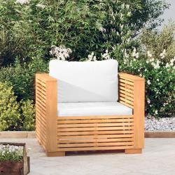 Fauteuil de jardin avec coussins cr&egrave;me Bois de teck massif