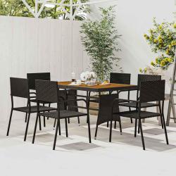 Ensemble &agrave; manger d'ext&eacute;rieur 7 pcs R&eacute;sine tress&eacute;e Noir