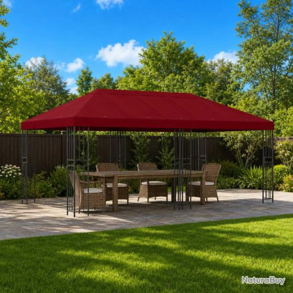 Gazebo avec murs lat�raux 6 x 3 m Bordeaux Polyester et Acier