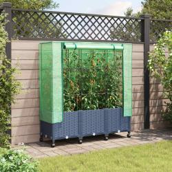 Jardini&egrave;re de jardin avec couverture de serre et roues 3 pc PP