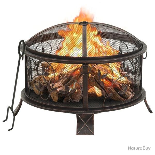 Foyer rustique avec tisonnier 67,5 cm XXL Acier