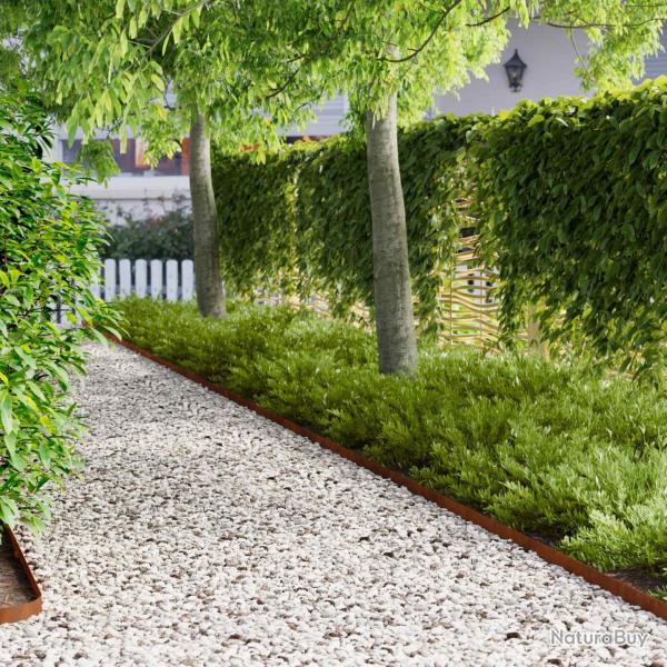 Bordure de Pelouse 30 pcs 102 x 4 x 4 cm Acier Rouill�