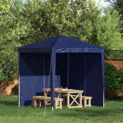 Mur de tente de f&ecirc;te 2 pcs Bleu 200 x 195 cm PE et acier