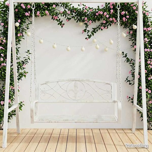 Banc Balan�oire Acier 110,5 x 59 x 55 cm Blanc antique