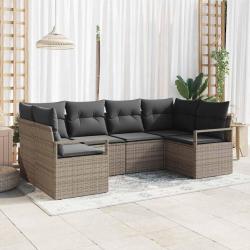 Ensemble de Canap&eacute;s avec coussin 6 pcs Gris polyrotin