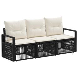 Ensemble de canap&eacute; de jardin 3 pcs Noir polyrotin