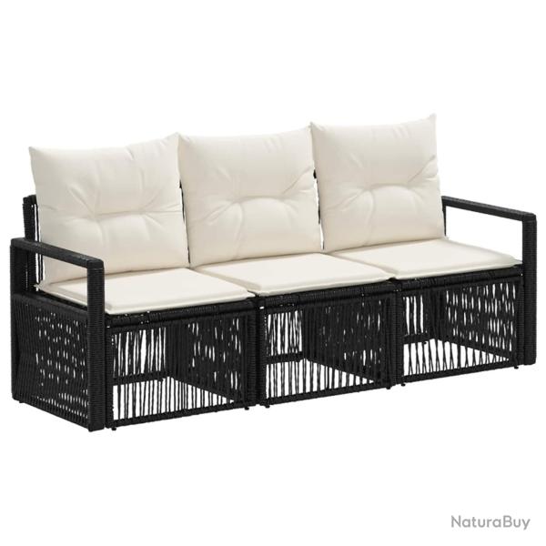 Ensemble de canap� de jardin 3 pcs Noir polyrotin