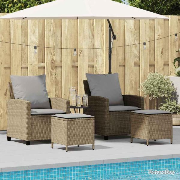 Ensemble de canap� de jardin 4 pcs avec coussins beige r�sine tress�e