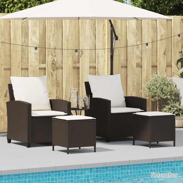 Ensemble de canap� de jardin 4 pcs avec coussins marron r�sine tress�e