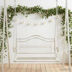 Banc Balan&ccedil;oire Acier 115 x 61 x 63 cm Blanc antique