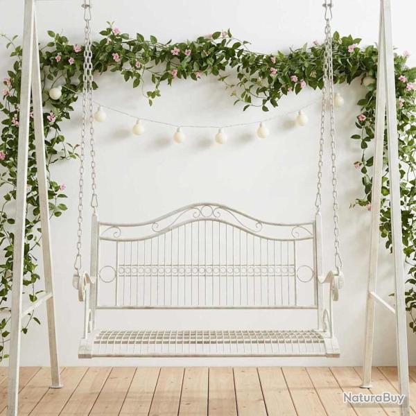 Banc Balan�oire Acier 115 x 61 x 63 cm Blanc antique