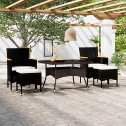 Ensemble &agrave; Manger de jardin 9pcs r&eacute;sine tress&eacute;e et verre tremp&eacute;