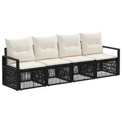 Ensemble de canap&eacute; de jardin 4 pcs Noir polyrotin
