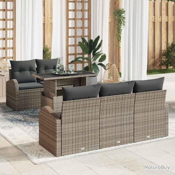 Ensemble de canap� de jardin avec coussin 6 pcs Gris polyrotin