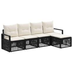 Ensemble de canap&eacute; de jardin 4 pcs Noir polyrotin