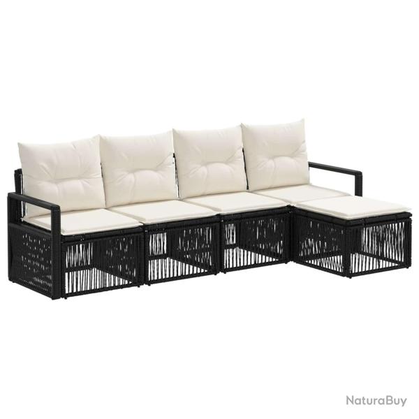 Ensemble de canap� de jardin 4 pcs Noir polyrotin