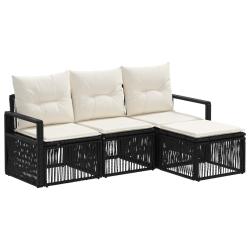 Ensemble de canap&eacute; de jardin 4 pcs Noir polyrotin