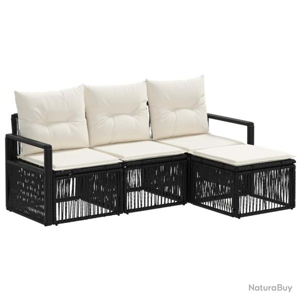 Ensemble de canap� de jardin 4 pcs Noir polyrotin