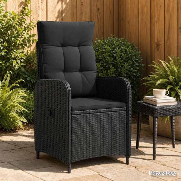 Chaise de jardin inclinable Noir polyrotin
