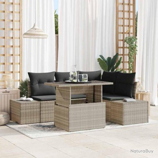 Ensemble de canap� de jardin 5 pcs Gris clair polyrotin