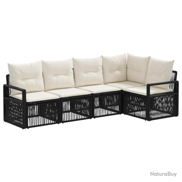 Ensemble de canap� de jardin 5 pcs Noir polyrotin