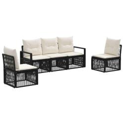 Ensemble de canap&eacute; de jardin 5 pcs Noir polyrotin