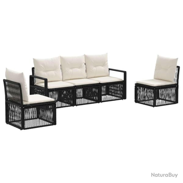 Ensemble de canap� de jardin 5 pcs Noir polyrotin