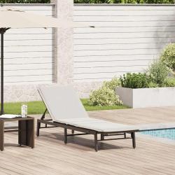 Chaise longue avec coussin marron r&eacute;sine tress&eacute;e