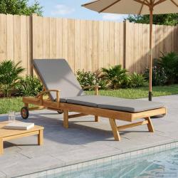 Chaise longue avec coussin 100% Polyester Teck Solide