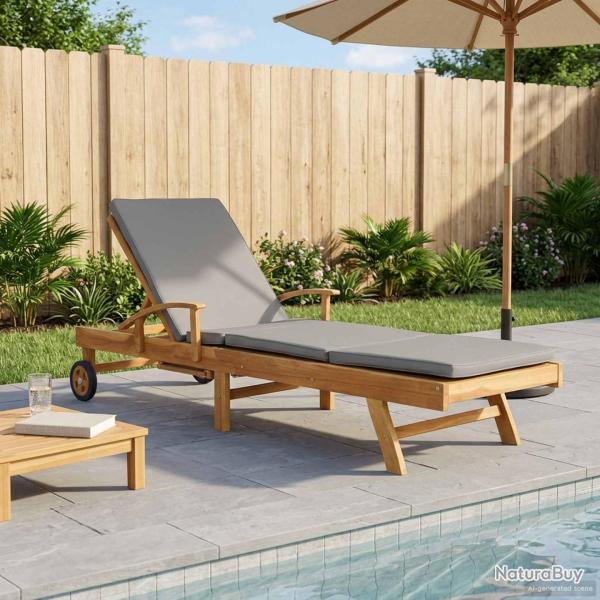 Chaise longue avec coussin 100% Polyester Teck Solide