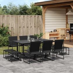 Ensemble &agrave; manger de jardin 11 pcs noir textil&egrave;ne
