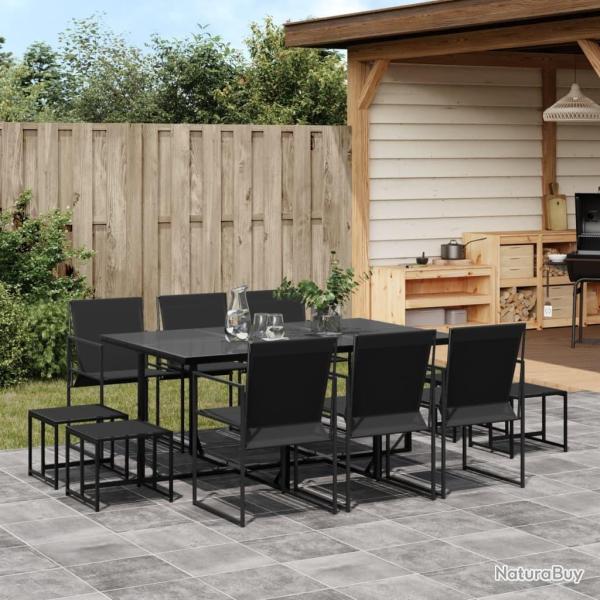 Ensemble � manger de jardin 11 pcs noir textil�ne