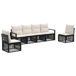 Ensemble de canap&eacute; de jardin 6 pcs Noir polyrotin