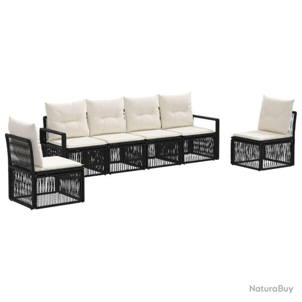Ensemble de canap� de jardin 6 pcs Noir polyrotin
