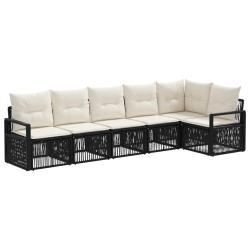 Ensemble de canap&eacute; de jardin 6 pcs Noir polyrotin