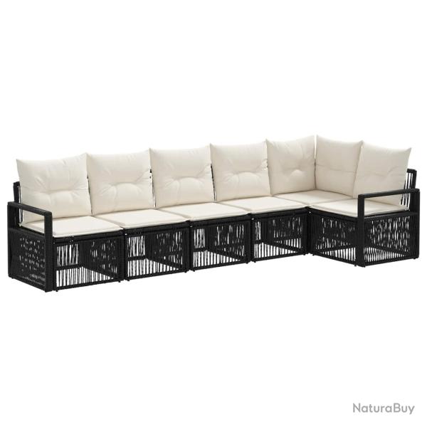 Ensemble de canap� de jardin 6 pcs Noir polyrotin