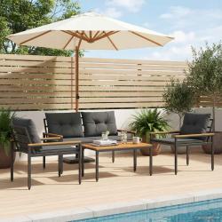 Ensemble de meubles d'ext&eacute;rieur 4 pcs Gris fonc&eacute; polyrotin
