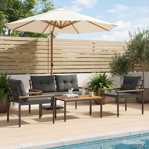 Ensemble de meubles d'ext�rieur 4 pcs Gris fonc� polyrotin